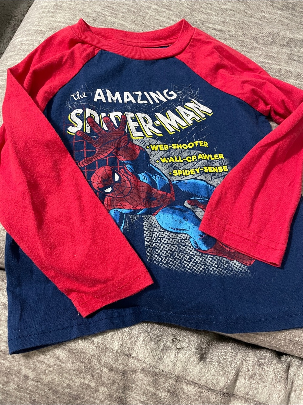 Marvel Spider-Man Long Sleeve Raglan Tee - Navy & Red